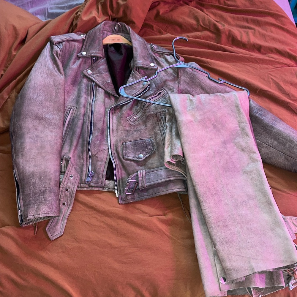 Hot Leather Jacket and Chaps